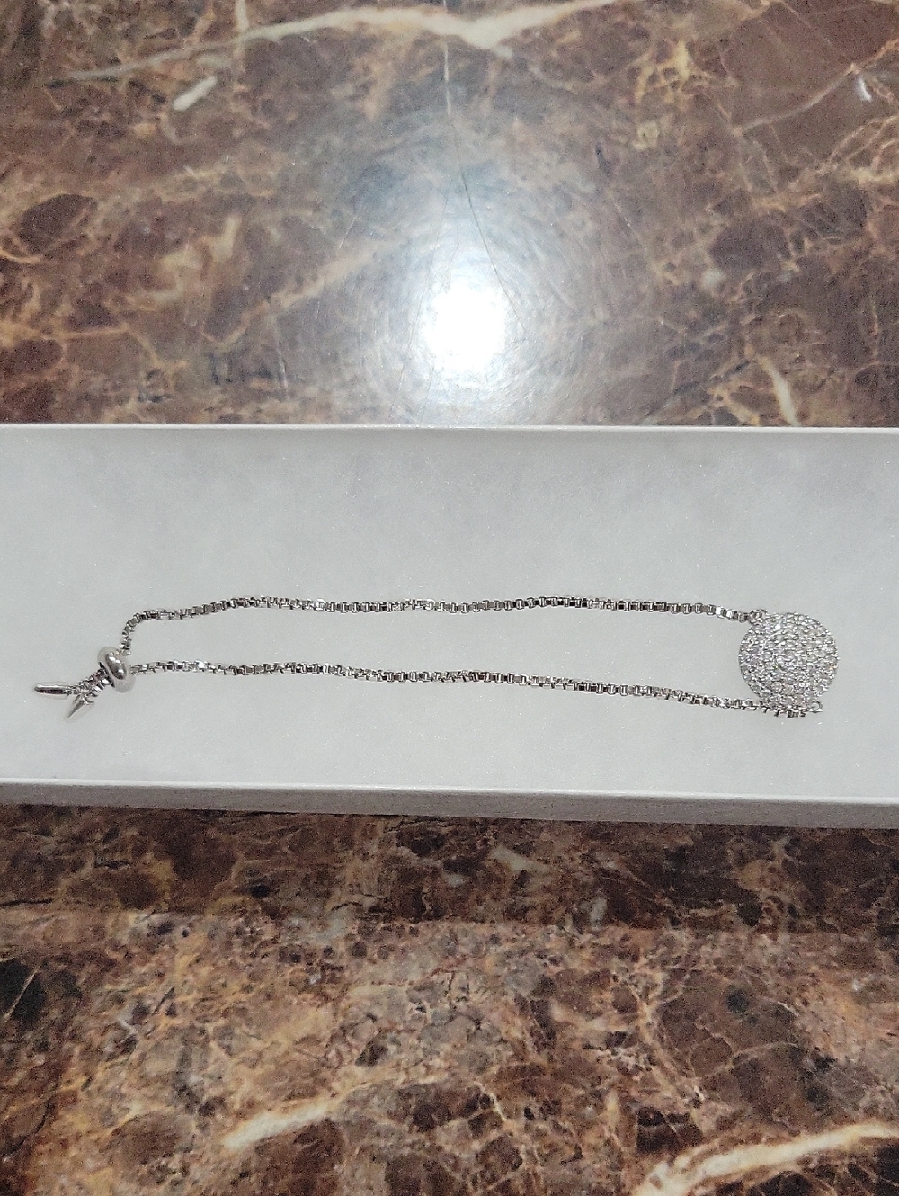 Sparkling Silver Pave Disc Bracelet for Women